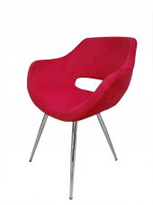 Sandalye 137200 Monaco Metal nikelaj ayak Ort Dökm Sünger Baby face Kumaş KIRMIZI thumbnail 3