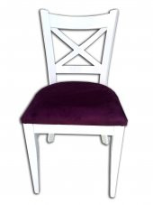 Sandalye 12425 ÇAPRAZ model Kayın RETRO Ayak Babyface kumaş Döşem Beyaz El yapım - 1