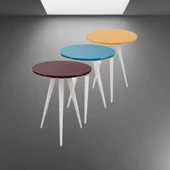 Zigon 17788 3Ayak Parlak 3Renk Model Sehpa Kayın RETRO Ayak MDF tabla EL Yapım thumbnail 4