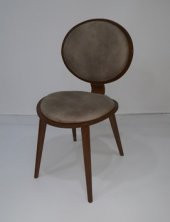 Sandalye12574 Papel Kayın RETRO Ayak soho Kumaş Oval Sırt Yuvarlak oturum El Yapı thumbnail 1