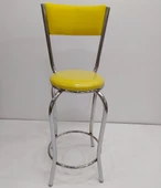 Sandalye 12749 BAR Tipi Yüksek Model 1ad SARI Suni deri döşem Metal Çelik nikelaj thumbnail 1