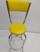 Sandalye 12749 BAR Tipi Yüksek Model 1ad SARI Suni deri döşem Metal Çelik nikelaj thumbnail 5