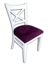 Sandalye 13265 ÇAPRAZ model Kayın RETRO Ayak Babyfac kumaş Döşem Beyaz El yapım - 3