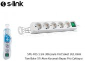 S-Link Tam Bakır Akım Korumalı 1.5M 5Li Priz Çoklayıcı Spg-F05 306Joule Flat Soket 3G 1.0Mm - 3