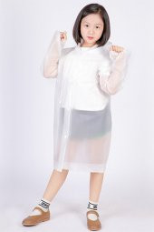 Unisex Çocuk Beyaz Su Rüzgar Geçirmez Yağmurluk thumbnail 1