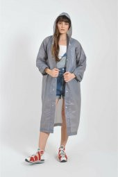 Unisex Gri Eva Kumaş Su Rüzgar Geçirmez Yağmurluk - 1