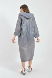 Unisex Gri Eva Kumaş Su Rüzgar Geçirmez Yağmurluk - 4