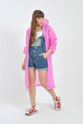 Unisex Pembe Eva Kumaş Su Rüzgar Geçirmez Yağmurluk - 2