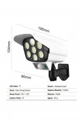 Solar Güneş Enerjili Hareket Sensörlü Güvenlik Kamerası Görünümlü 77 Ledli Dış Mekan Bahçe Garaj thumbnail 4