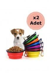 2 ADET Renkli Katlanabilir Kedi Ve Köpek Mama Ve Su Kabı 350ml Setehat Su veMama Kabı - 1
