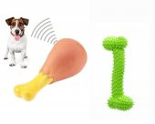 2li Köpek Oyun Seti Sesli Tavuk Butu ve Kemik Şekilli Diş Kaşıma Oyuncağı - 1