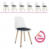 NETAKS ABANT SANDALYE AHŞAP NATUREL AYAKLI 6lı TAKIM (Minderli) - 1