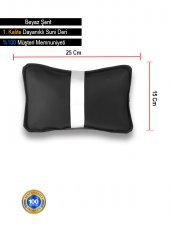 Renault Megane 4 2016 ve Sonrası - Sedan Oto Koltuk Beyaz Şerit Boyun Yastığı 2 Adet - 3