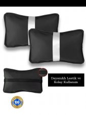 Volkswagen Touareg 2018 ve Sonrası Oto Koltuk Beyaz Şerit Boyun Yastığı 2 Adet - 2