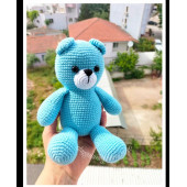 Amigurumi 23 cm mavi Ayıcık Örme Oyuncak peluş uyku arkadaşı - 1