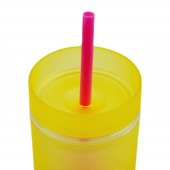 BottleBoss Çift Katmanlı Pipetli Çift Renkli Sızdırmaz Bardak Matara 480 Ml Sarı - 2