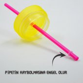 BottleBoss Çift Katmanlı Pipetli Çift Renkli Sızdırmaz Bardak Matara 480 Ml Sarı - 3