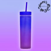 BottleBoss Çift Katmanlı Pipetli Çift Renkli Sızdırmaz Bardak Matara 480 Ml Mavi - 1