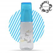 BottleBoss Renkli Bardaklı Desenli Sızdırmaz Kapaklı Su Şişesi Matara 600 Ml Mavi - 1