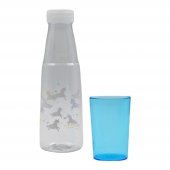 BottleBoss Renkli Bardaklı Desenli Sızdırmaz Kapaklı Su Şişesi Matara 600 Ml Mavi - 2