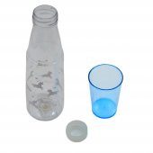 BottleBoss Renkli Bardaklı Desenli Sızdırmaz Kapaklı Su Şişesi Matara 600 Ml Mavi - 3