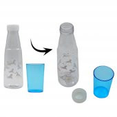 BottleBoss Renkli Bardaklı Desenli Sızdırmaz Kapaklı Su Şişesi Matara 600 Ml Mavi - 6