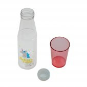 BottleBoss Renkli Bardaklı Desenli Sızdırmaz Kapaklı Su Şişesi Matara 600 Ml Pembe - 3