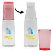 BottleBoss Renkli Bardaklı Desenli Sızdırmaz Kapaklı Su Şişesi Matara 600 Ml Pembe - 5