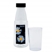 BottleBoss Renkli Bardaklı Papatya Desenli Sızdırmaz Kapaklı Su Şişesi Matara 500 Ml - 3
