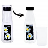 BottleBoss Renkli Bardaklı Papatya Desenli Sızdırmaz Kapaklı Su Şişesi Matara 500 Ml - 5