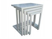 Zigon ILGZ 13832 Sehpa C Model Parlak Lake Krem kayın ayak tekerlekli El Yapım thumbnail 2