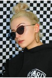 Kadın Siyah Cat Eye Metal Çerçeveli Güneş Gözlügü - 2