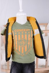 Babyhola Yelekli Şort Tshirt Erkek Çocuk Spor 3'lü Takım 1172 - 3