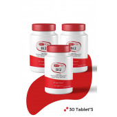 3'lü paket: Vitamin B12 (Metilkobalamin) 1000 mcg 30 Dilaltı Tablet Methylcobalamin x3 adet - 1