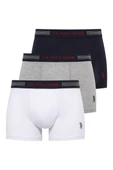 U.S. Polo Assn. Erkek Karışık 3 Lü Boxer Lacivert-Gri Melanj-Beyaz thumbnail 1