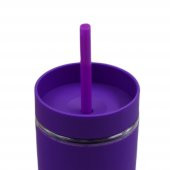 BottleBoss Çift Katmanlı Pipetli Sızdırmaz Kapak Bardak Matara 480 Ml Mor - 2