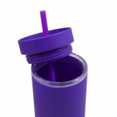 BottleBoss Çift Katmanlı Pipetli Sızdırmaz Kapak Bardak Matara 480 Ml Mor - 3