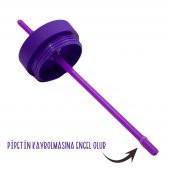 BottleBoss Çift Katmanlı Pipetli Sızdırmaz Kapak Bardak Matara 480 Ml Mor - 4
