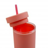 BottleBoss Çift Katmanlı Pipetli Sızdırmaz Kapak Bardak Matara 480 Ml Pembe - 3