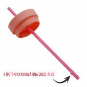 BottleBoss Çift Katmanlı Pipetli Sızdırmaz Kapak Bardak Matara 480 Ml Pembe - 4