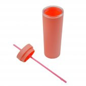 BottleBoss Çift Katmanlı Pipetli Sızdırmaz Kapak Bardak Matara 480 Ml Pembe - 6