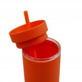 BottleBoss Çift Katmanlı Pipetli Sızdırmaz Kapak Bardak Matara 480 Ml Turuncu - 3