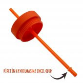 BottleBoss Çift Katmanlı Pipetli Sızdırmaz Kapak Bardak Matara 480 Ml Turuncu - 4