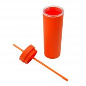 BottleBoss Çift Katmanlı Pipetli Sızdırmaz Kapak Bardak Matara 480 Ml Turuncu - 6