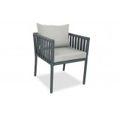 London Rattan Bahçe Balkon 4 Kişilik Kare Yemek Takımı Taş Gri thumbnail 2