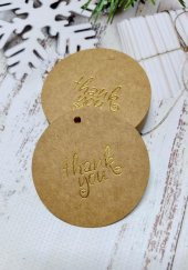 Thank You Kart Etiket - Kraft Etiket - Delikli Etiket GOLD baskı 25 adet -T409 - 4