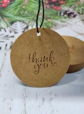 Thank You Kart Etiket - Kraft Etiket - Delikli Etiket GOLD baskı 25 adet -T409 - 5