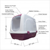 Büyük Geniş Derin Bordo Koku Yapmaz Fitreli Kedi Kumu Kum Havuzu Odası Klübesi Haznesi Wcsi Tuvaleti - 5