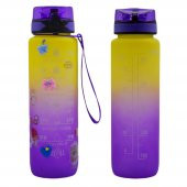 BottleBoss Renk Geçişli Sızdırmaz Kapak Motivasyon Matarası 1 Litre Sticker HEDİYELİ Mor - 6