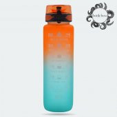 BottleBoss Renk Geçişli Sızdırmaz Kapak Motivasyon Matarası 1 Litre Sticker HEDİYELİ Turuncu - 1